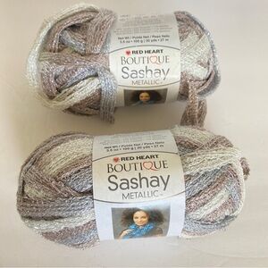 OPAL Red Heart Boutique Sashay Metallic Yarn 2 Skein30 yds per 9928 white silver